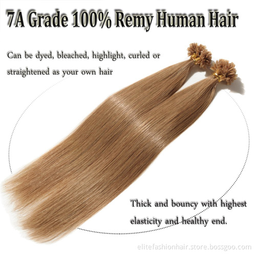 Top Quality 20 22 24 26 28 Inches Keratin Bonds Virgin Unprocessed Slavic Double Drawn Natural Russian Hair Extensions